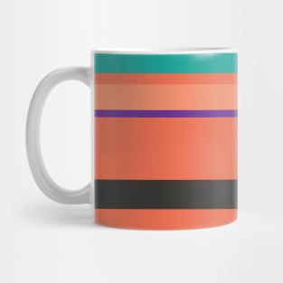 A well-made bind of Orange Pink, Big Foot Feet, Christmas Purple, Persian Green and Dark Grey stripes. Mug